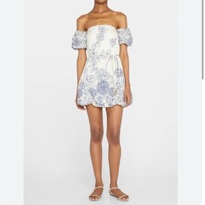 Alexis White and Blue Floral Mini Dress